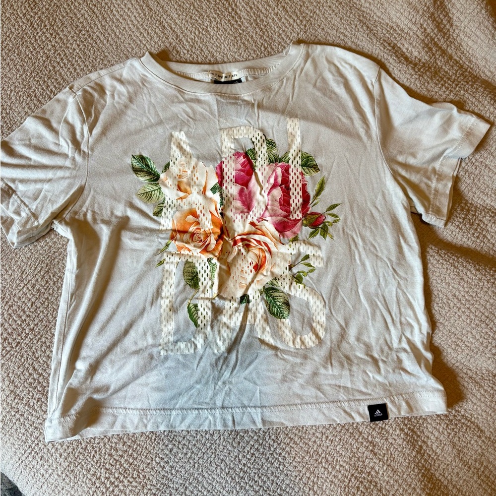 Adidas Floral Graphic Cropped T-Shirt